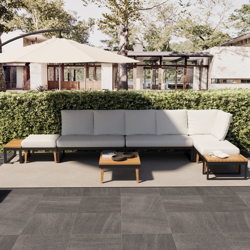 Ensemble de conversation pour patio avec repose-pieds, Beige