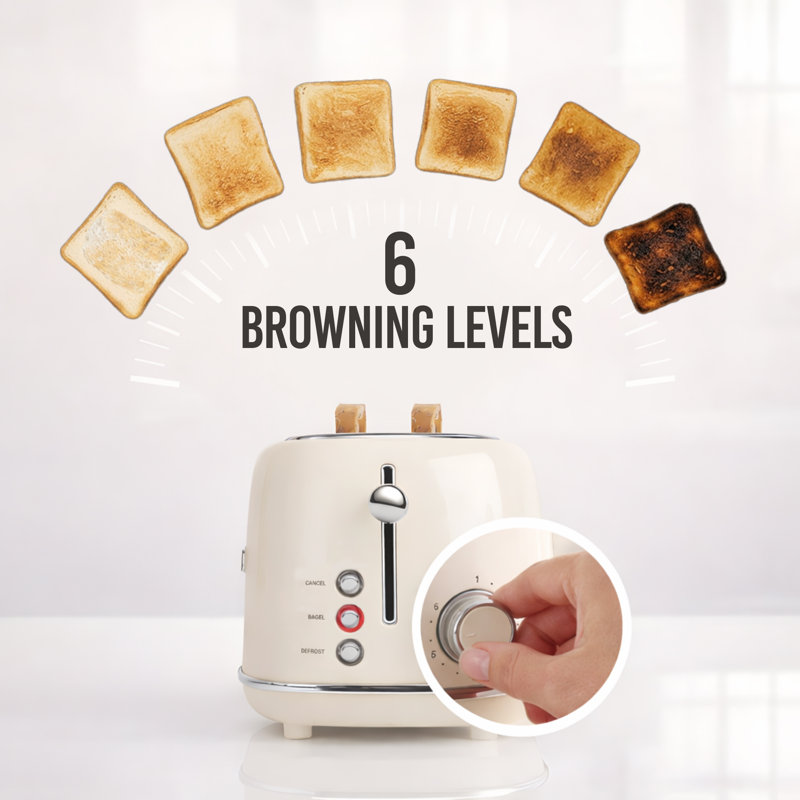 Classic Retro 4- Slice Toaster, Cream, Cream