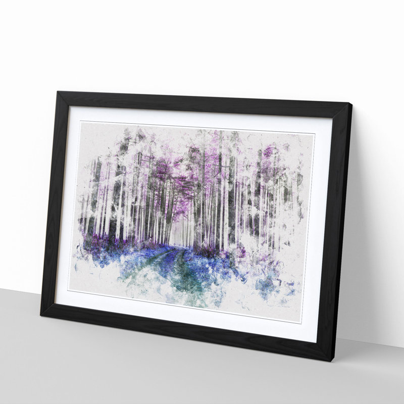 Path Through a Purple Forest - Framed Print, 62cm H x 87cm W x 2cm D, Black Framed