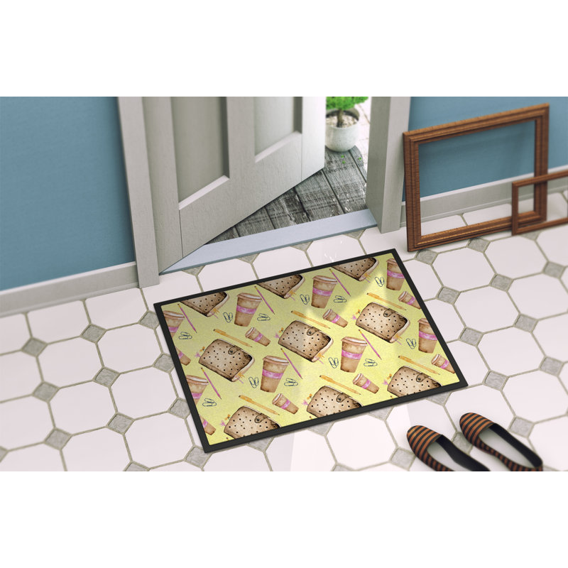 Tapis d'entrée antidérapant Coffee and Journal, Rectangle 1 pi 6 po x 2 pi 3 po