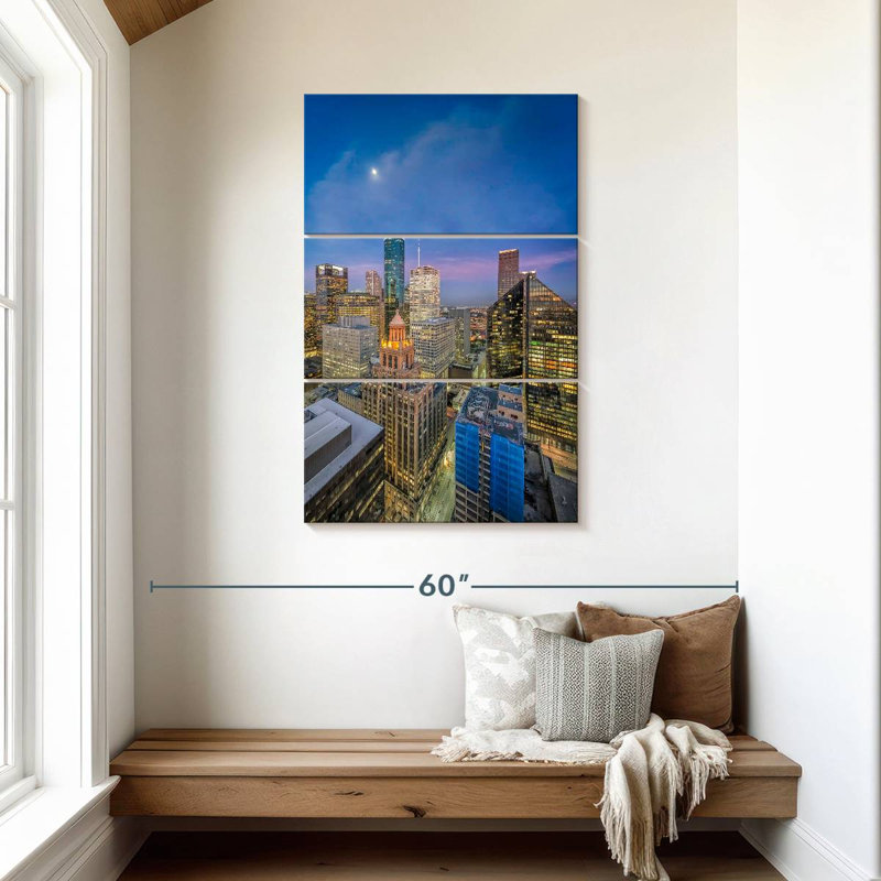 Paysage urbain du centre-ville de Houston Sirci, H 45 po x l 28 po