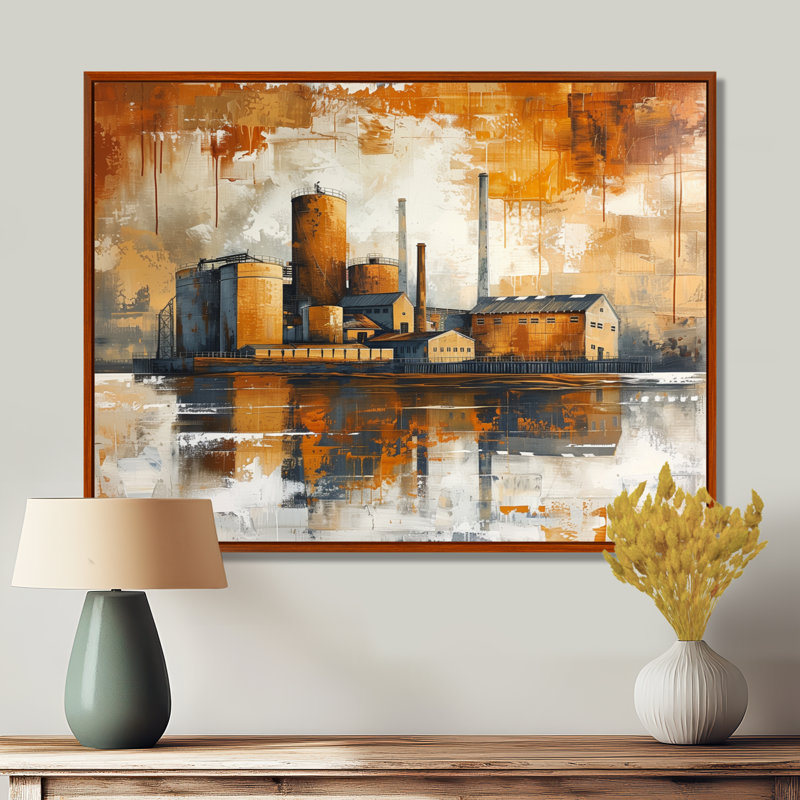 Décoration murale moulin brun jaune automne, Brown Floater Framed, H 34 po x l 44 po