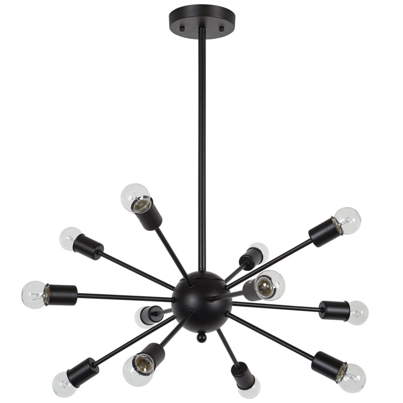 Lustre sphérique Spoutnik à 12 lumières Erland, Noir