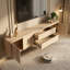 Floating Tv Unit Wall Mounted With Door Tv Cabinet Stand Completely Assembled Living Room Tv Media Console (natural Wood, 180cm)