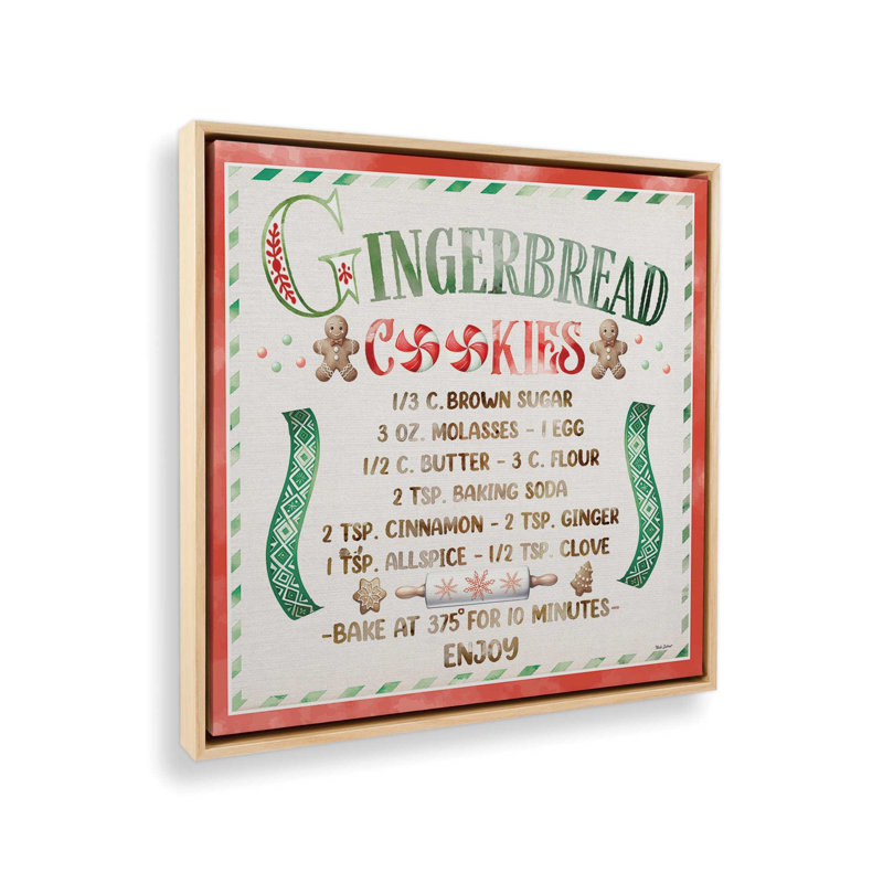 «Gingerbread Cookies» par Nicole DeCamp, reproduction d'art, L 12 po x H 12 po, Érable, Toile avec cadre