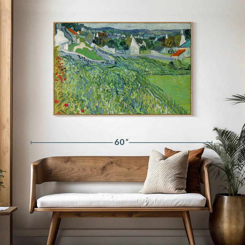 Vignobles à Auvers, Cadre flottant en bois naturel, 46 po x 31 po