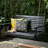 Dark Grey Porch Swing With Wood Frame, Comfortable Slat Seating Swing, Built Solid Wood, Breathable Seat