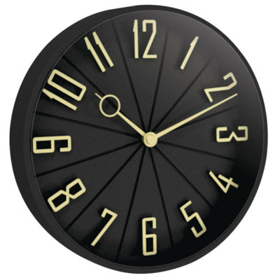Westclox 12" Black & Gold Modern Analog QA Wall Clock