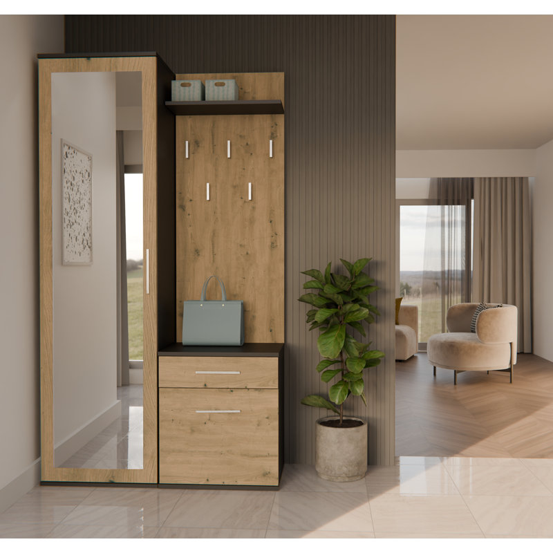 1 Door Laminate Wardrobe, Anthracite/Artisan