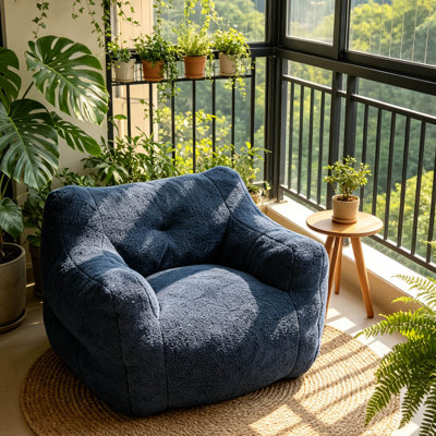 Fauteuil à billes avec accoudoirs, canapé rembourré en mousse haute densité pour adultes, chaise longue confortable pour la chambre à coucher