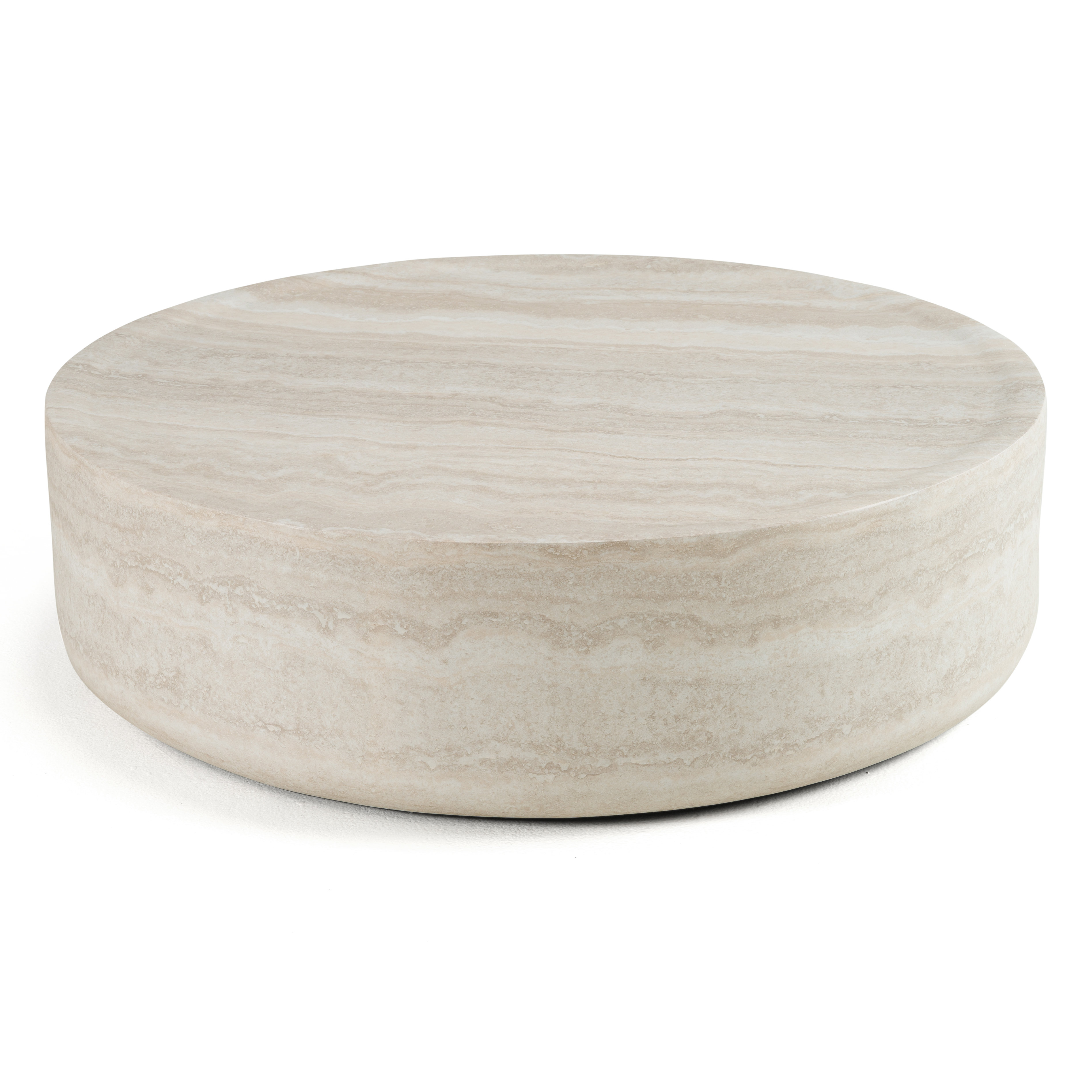 Joss & Main Hamidullah - Modern Faux Travertine Round Coffee Table ...