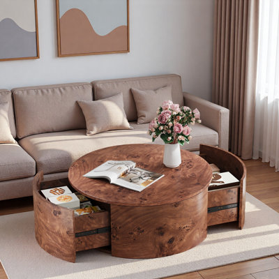 360° Rotating Top Coffee Table With 2 Drawers