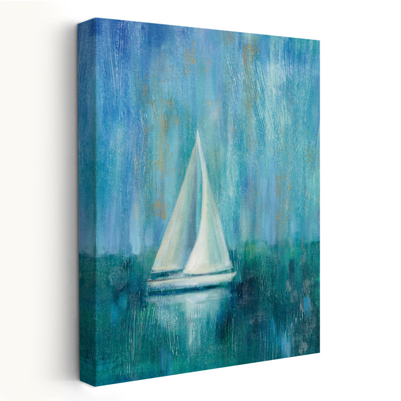 Voilier Simplicity I abstrait bord de mer bleu blanc, H 36 po x l 24 po