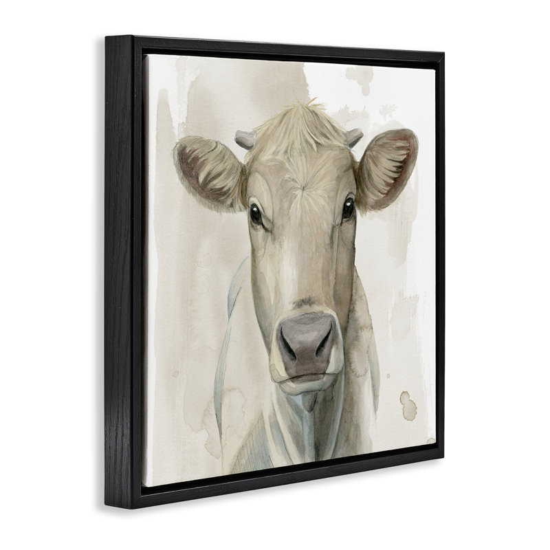Art mural encadré sur toile flottante, portrait par Grace Popp, Cadre flottant noir de jais, 18" H x 18" W