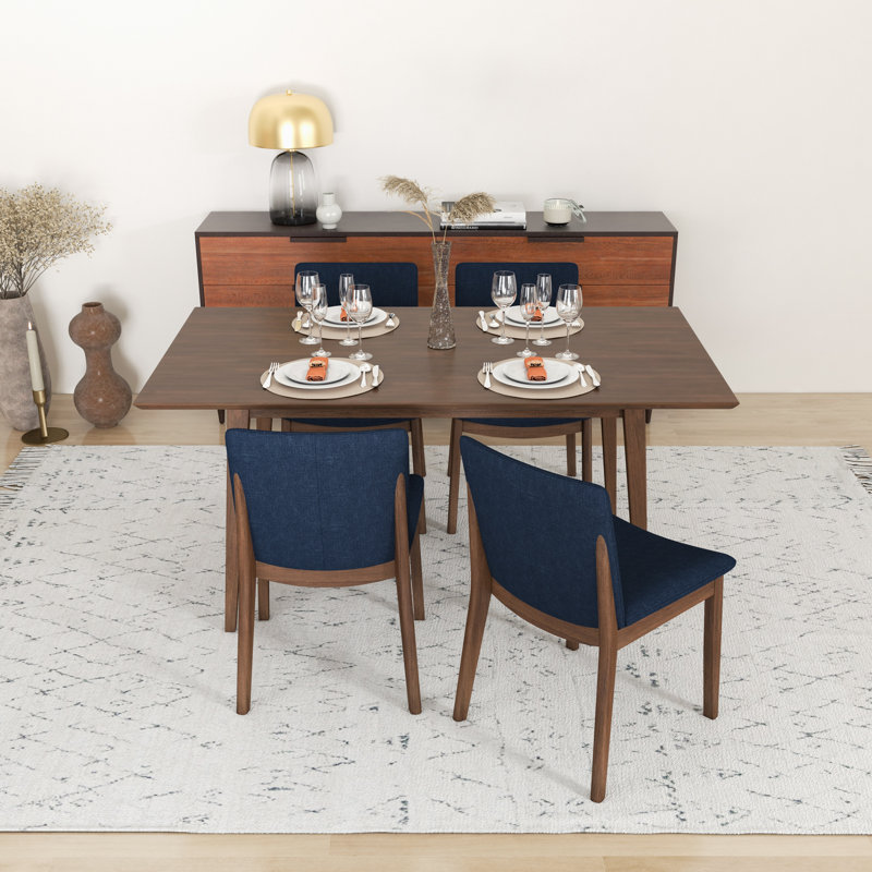 Ensemble repas pour 4 personnes Dipson, Noyer, Bleu