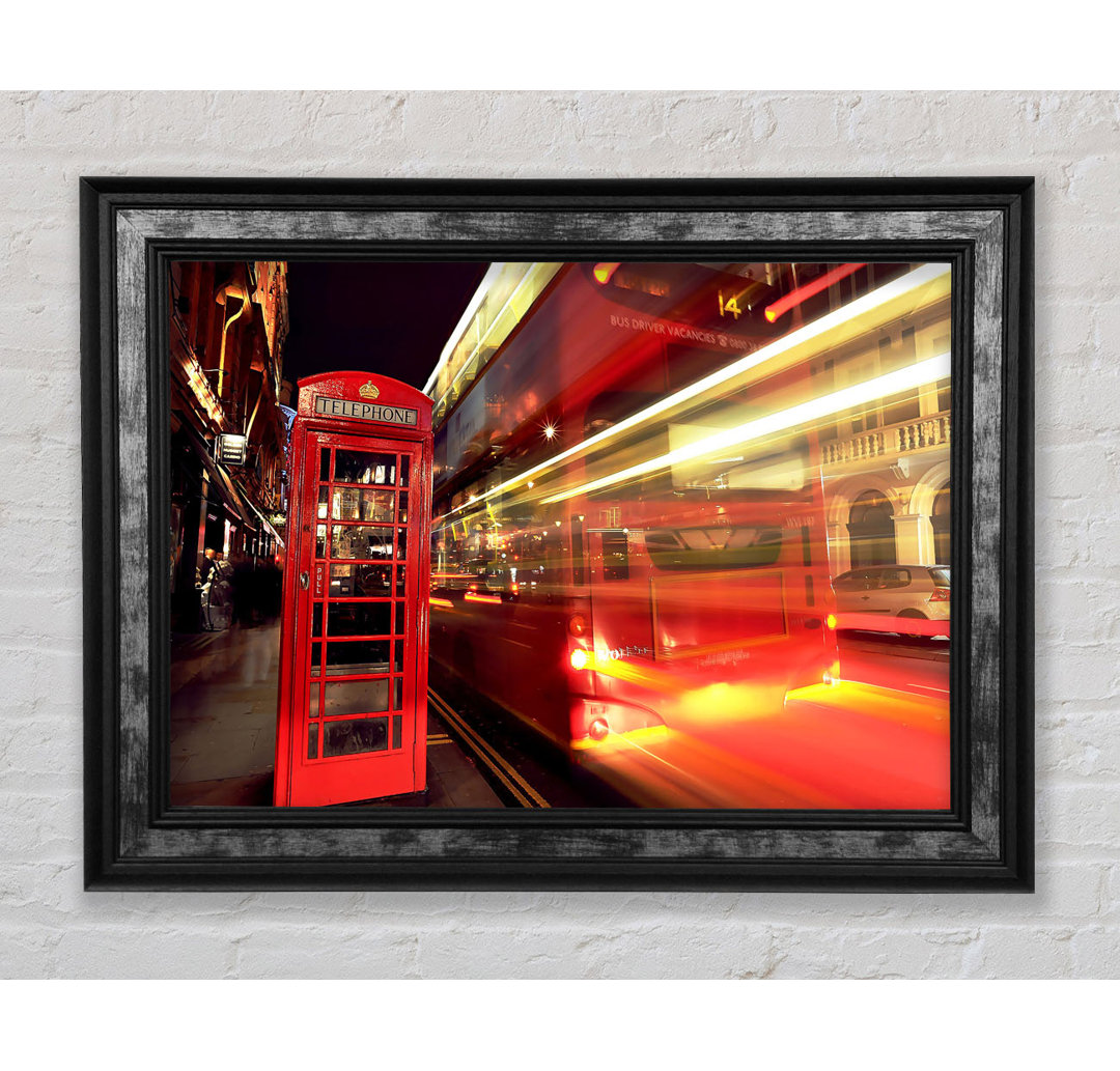 London Red Night Bus Blur - Bilderrahmen Kunstdrucke