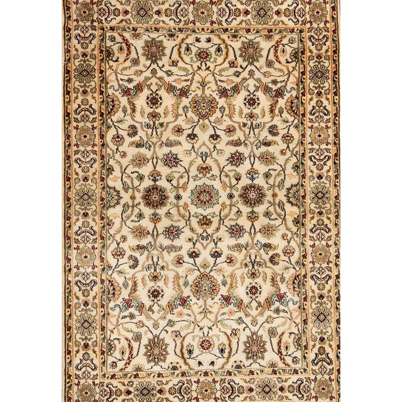 Hand-Knotted High-Quality Cream and Cream Area Rug