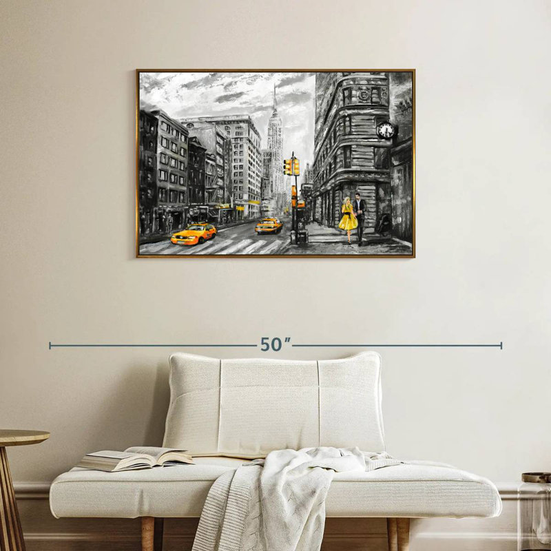 NYC, Cadre flottant doré, 37 po x 25 po