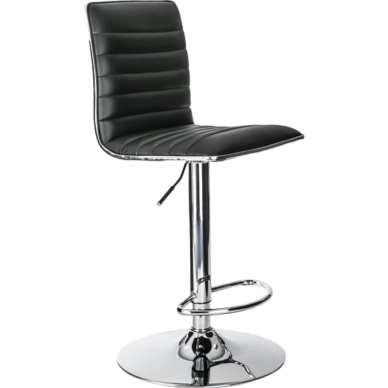 Ahlers Swivel Upholstered Adjustable Height Counter Stool with Metal Frame, Black