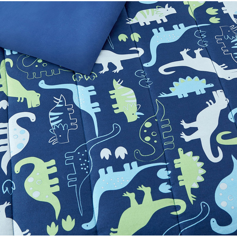 Ensemble d'édredon réversible en microfibre Dombrowski Blue / Green, Édredon simple + 1 taie décorative