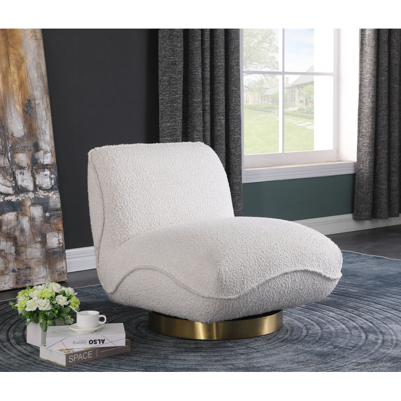 Iyden Upholstered Swivel Slipper Chair, Cream Boucle Fabric