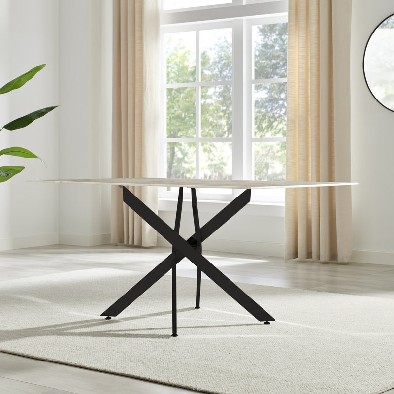 Atkisson Rectangular 150cm L x 90cm W Dining Table, Black, White