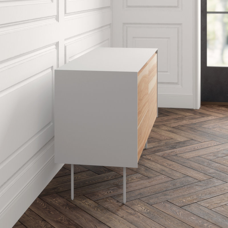 Clad 46'' W Solid Wood Sideboard, White/Hickory