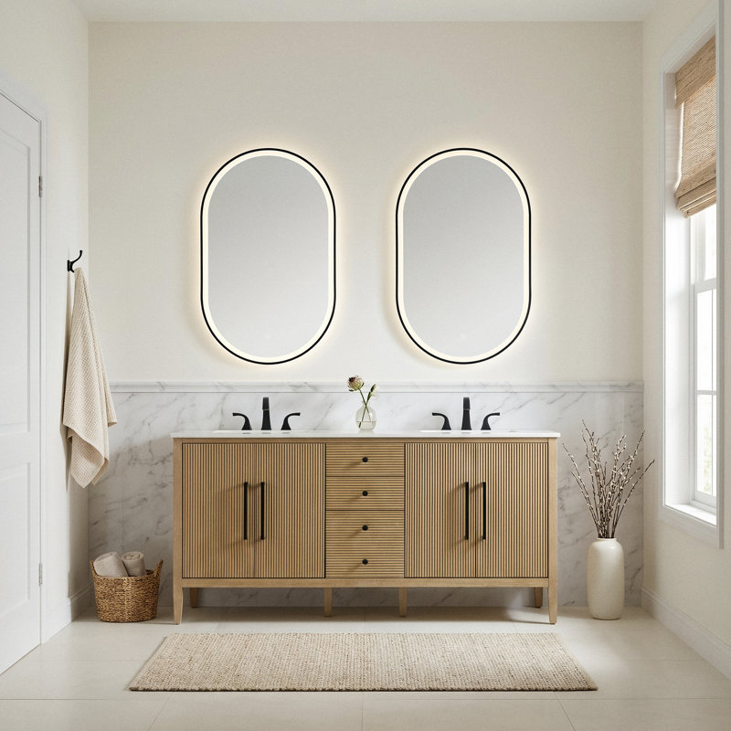 Meuble-lavabo double 72 po, Lin chêne
