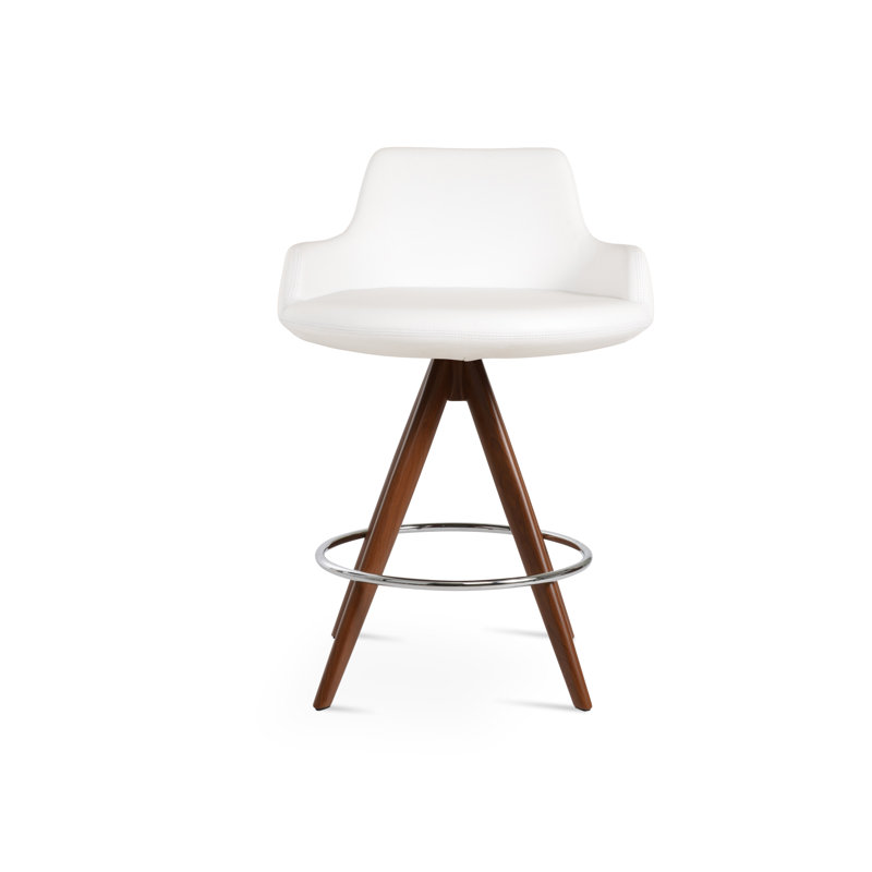 Tabouret de derviche, Blanc, Noyer, Tabouret de bar (siège d'une hauteur de 29,5 po)