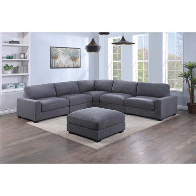Canapé modulaire et repose-pieds 6 pièces en velours côtelé