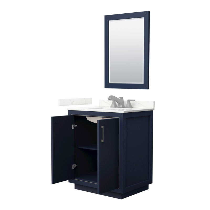 30'' W Single Vanity, Dark Blue, Brushed Nickel, Giotto Quartz