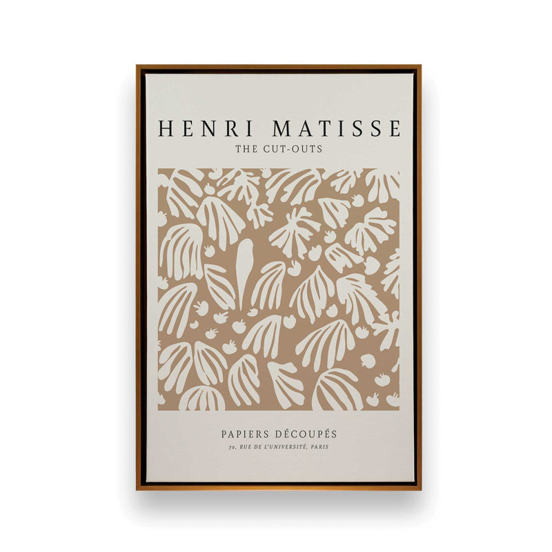 La perruche et la sirène de Matisse, H 48,75 po x l 32,75 po x P 1,75 po, Cadre flottant or poli