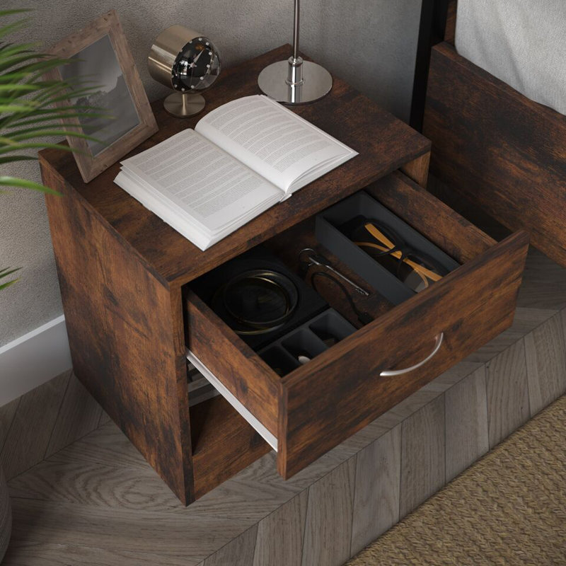 Antona 39 cm W Bedside Table, Rustic Brown