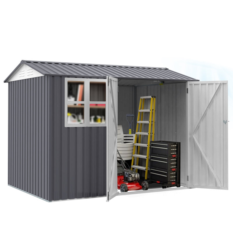 Remise de rangement en métal, H 87 po x l 101,9 po x P 68 po