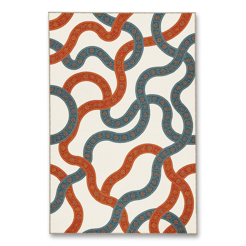 Tapis blanc tissé à motif lavable Mosso, 2' x 2'11"