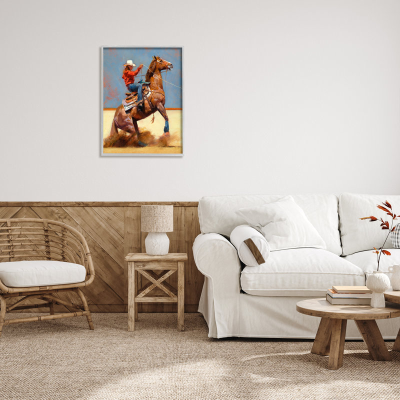 « Modern Cowboy And Horse» par Julie T. Chapman, H 30 po x l 24 po x P 1,5 po, Estampe numérique Farmhouse