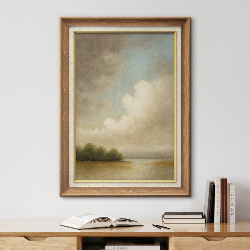 Œuvre encadrée de qualité supérieure - impression de paysage rétro pour décor de salon - 26 po x 36 po, Naturel