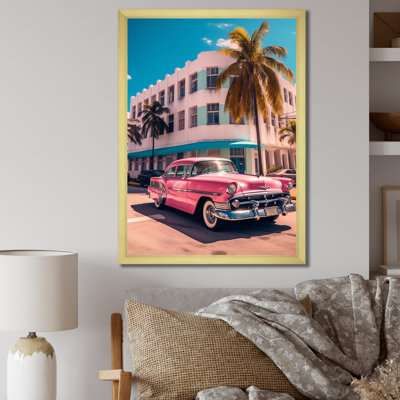 Miami Ocean Drive Pink Drive, reproduction d'art sur toile