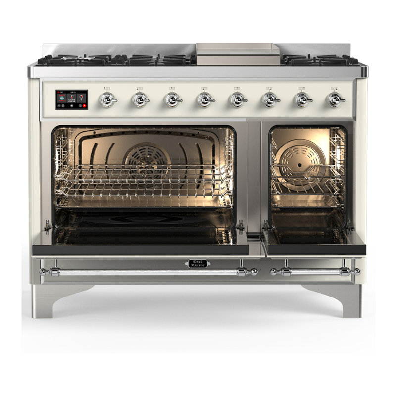 Majestic III Series 48 Inch Dual Fuel Range with 5 Sealed Burners, Griddle, Frenchtop in Matte Graphite (Liquid Propane, Burnished Trim)