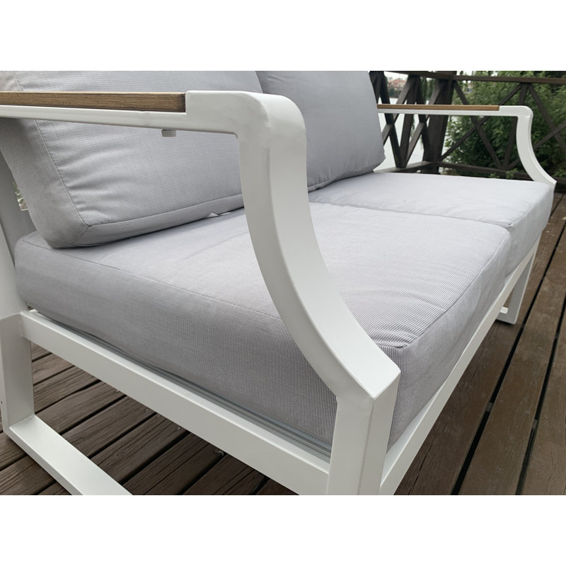 Causeuse d'extérieur avec coussin Suarez, Blanc