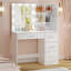Meuble-lavabo avec miroir, cadeaux de Noël lumineux, bureau de meuble-lavabo avec 4 tiroirs et tablettes ouvertes pour la chambre à coucher, noir-88077216