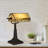 Vintage Mission-Style Bankers Lamp With Stained Glass Shade And Led Light For Desk Or Table