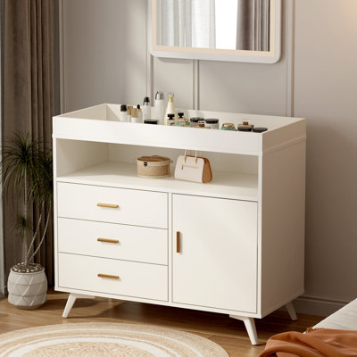 Baby Changing Table for Infants, Multi-Functional Nursery Dresser with Baby Changing Top, Removable Pad