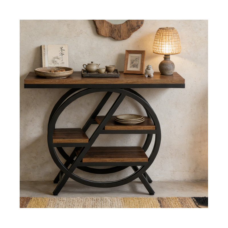 Console, Brun rustique, H 25,61 po x l 25,61 po x P 11,82 po