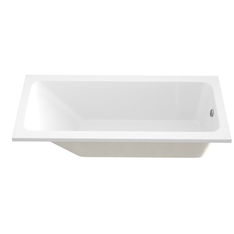 Baignoire de trempage encastrée en acrylique de 66 pouces - blanc brillant, conception intégrée, drain chromé à la main avec option d'installation gauche / droite
