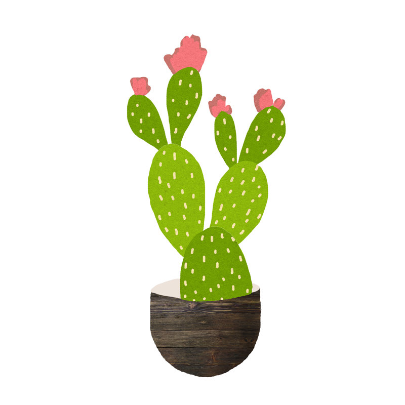 Mod Cactus 1 - impression sur toile tendue, H 16 po x l 12 po