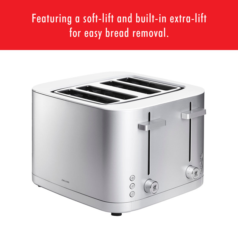 Silver Stainless Steel 4-Slice Digital Toaster with Wide Slots