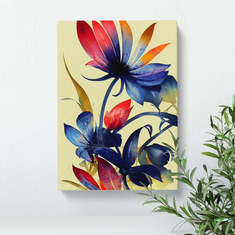 Exquisite Watercolour Flowers No.6 - Wrapped Canvas Print, 50cm H x 35cm W x 3cm D