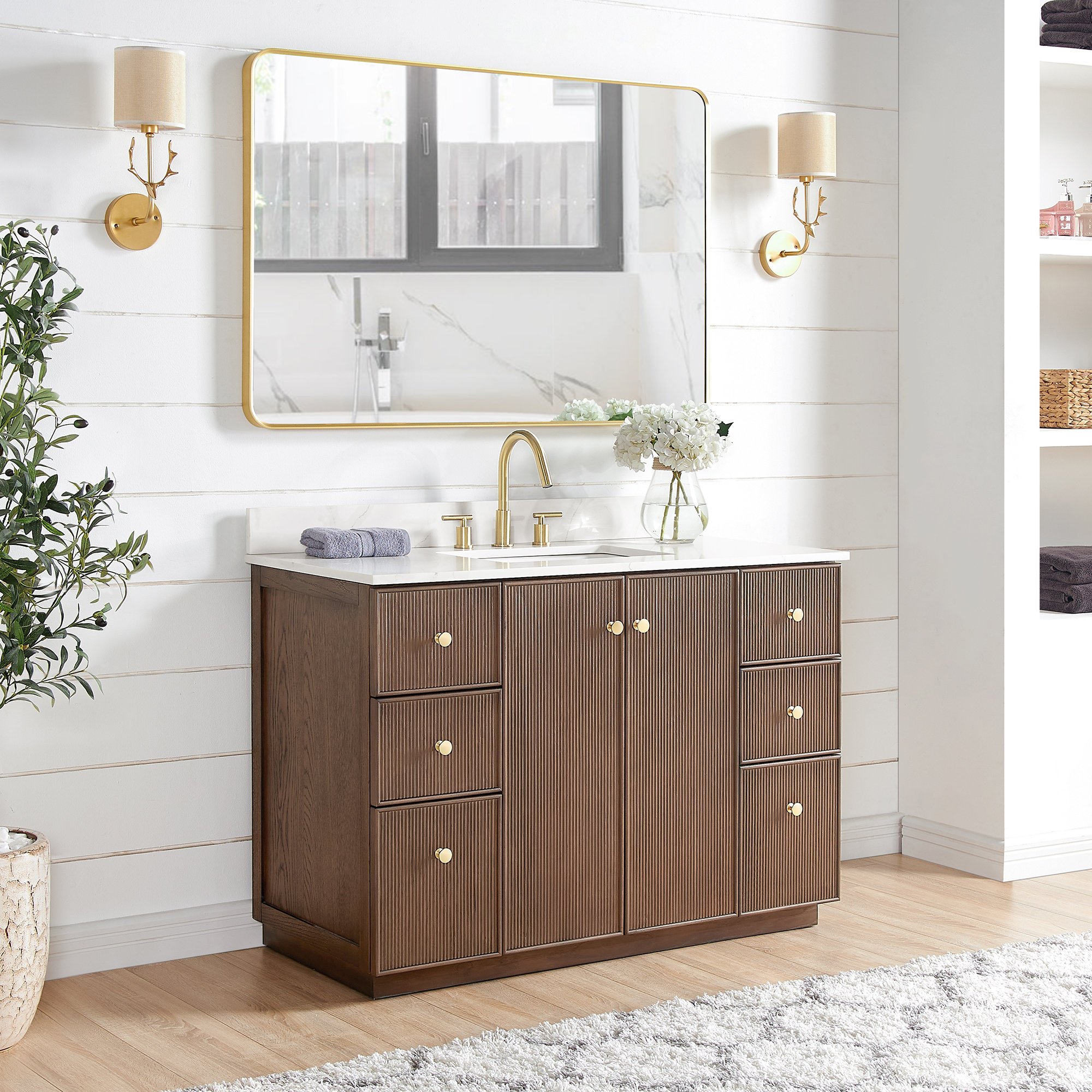 Amella 48'' Single Bathroom Vanity, Dark Brown Oak
