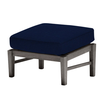 Croquet Outdoor Teak Ottoman with Cushion